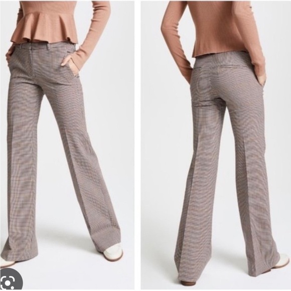 Theory Demitria Virgin Wool Blend Multicolor Checked Plaid Pants Size 4 - Picture 3 of 10